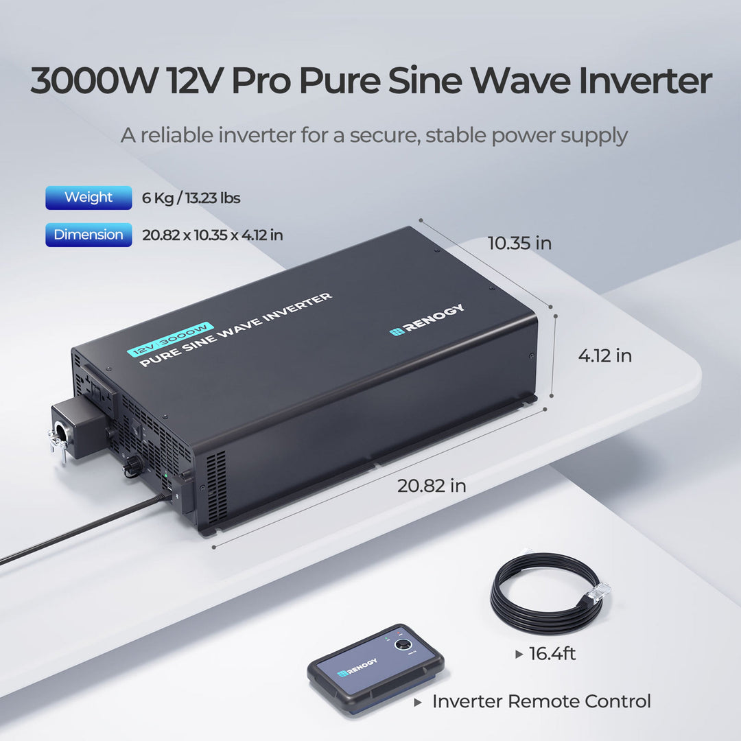3000W 12V Pro Pure Sine Wave Inverter with EcoSleep Mode
