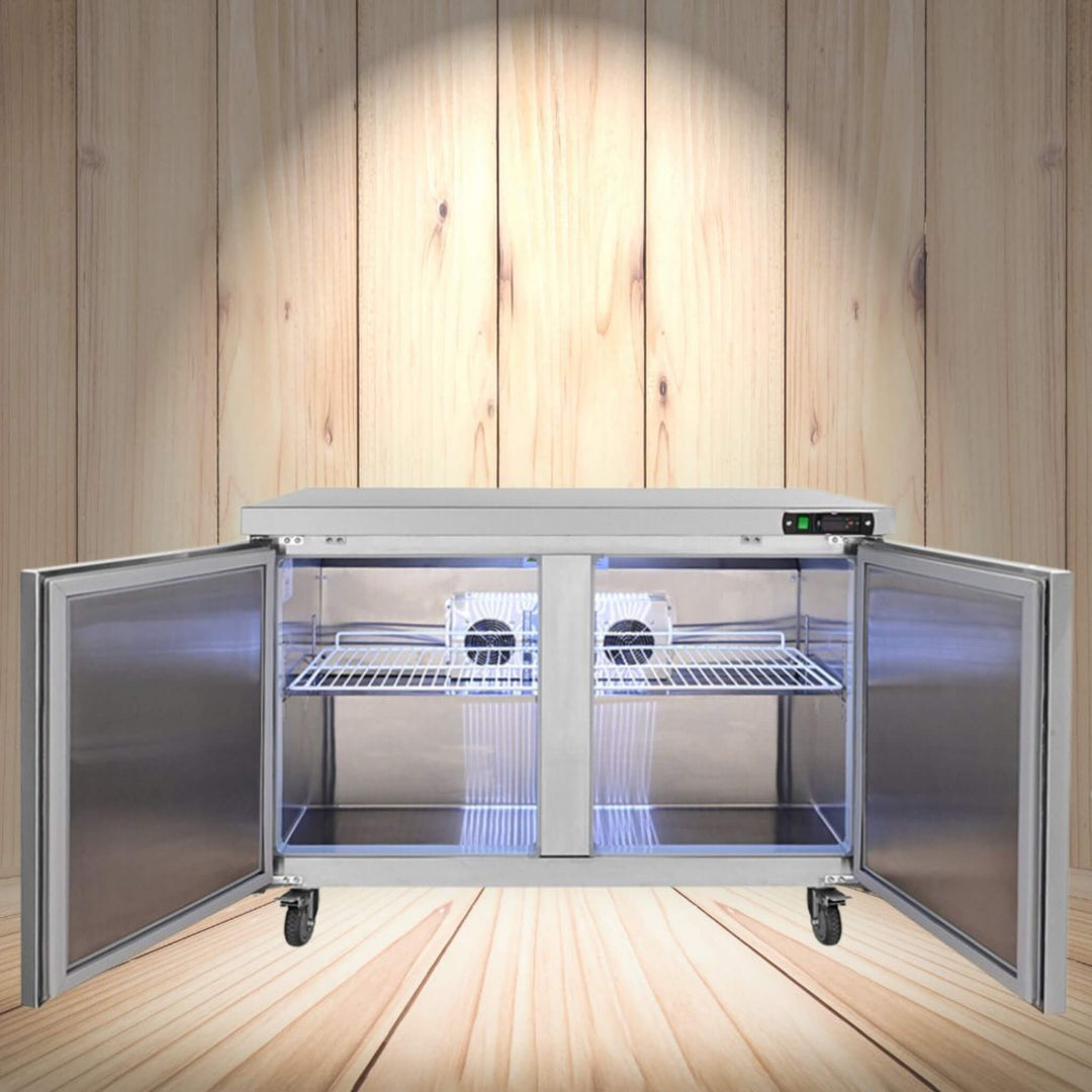 12.9 Cu.Ft 2-Door Commercial Stainless Steel Worktop Undercounter Refrigerator, 48"