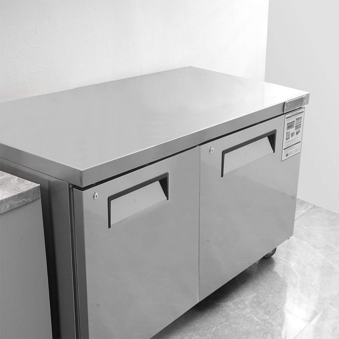 12.9 Cu.Ft 2-Door Commercial Stainless Steel Worktop Undercounter Refrigerator, 48"