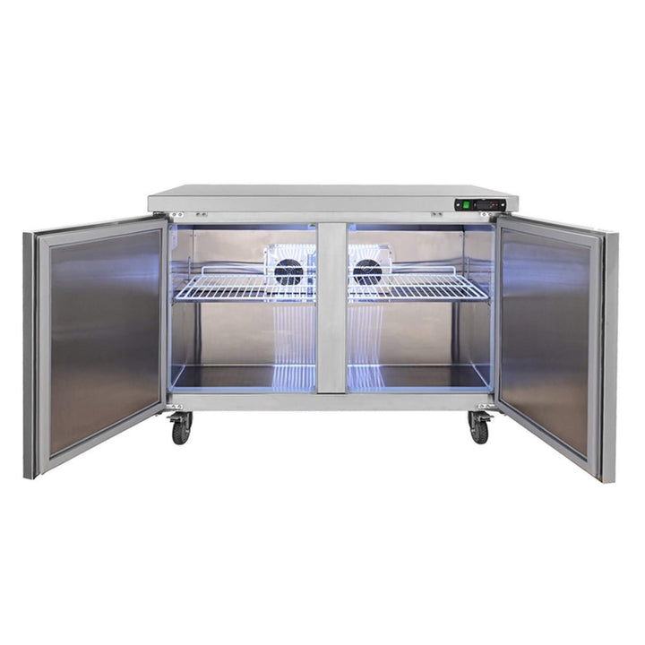 12.9 Cu.Ft 2-Door Commercial Stainless Steel Worktop Undercounter Refrigerator, 48"