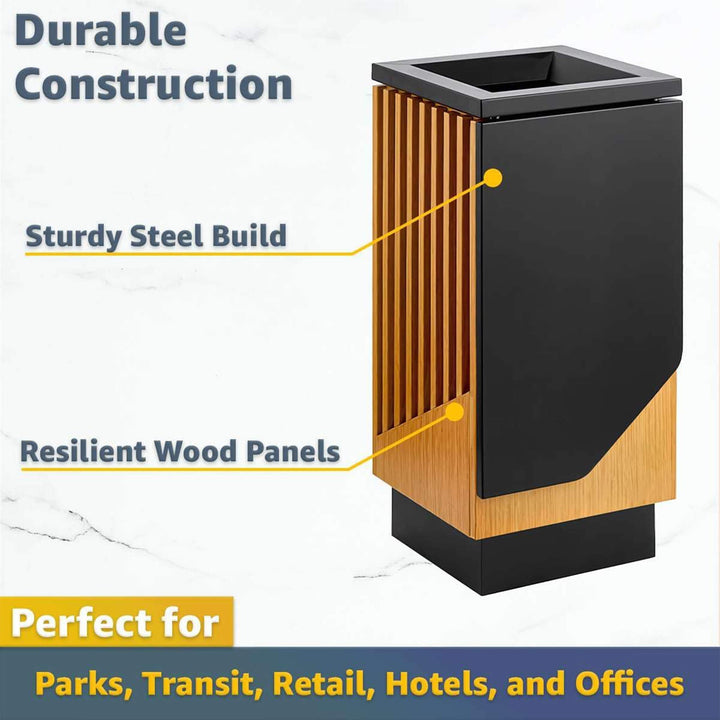 13-Gallon Heavy-Duty Commercial Outdoor Square Decorative Trash Can