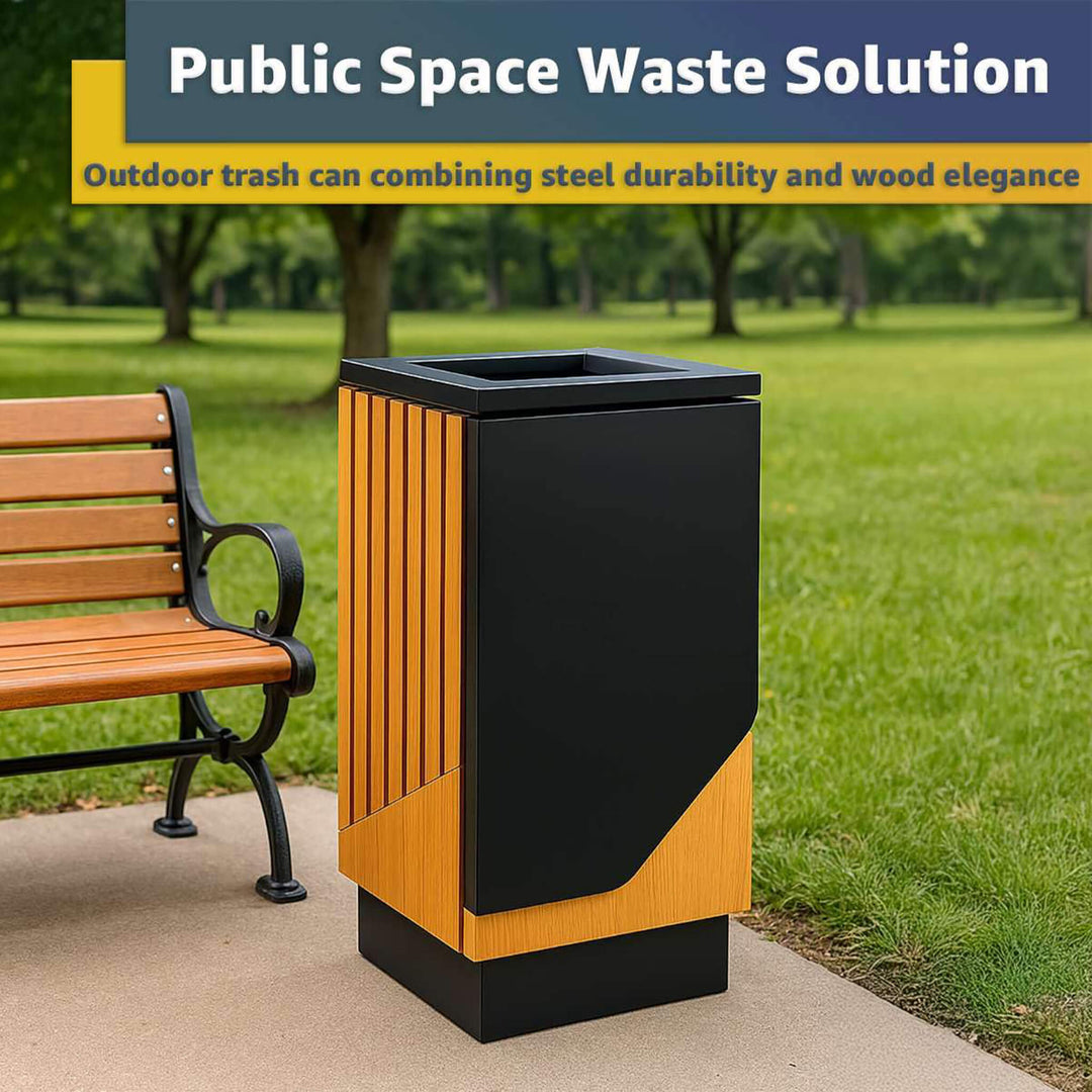 13-Gallon Heavy-Duty Commercial Outdoor Square Decorative Trash Can