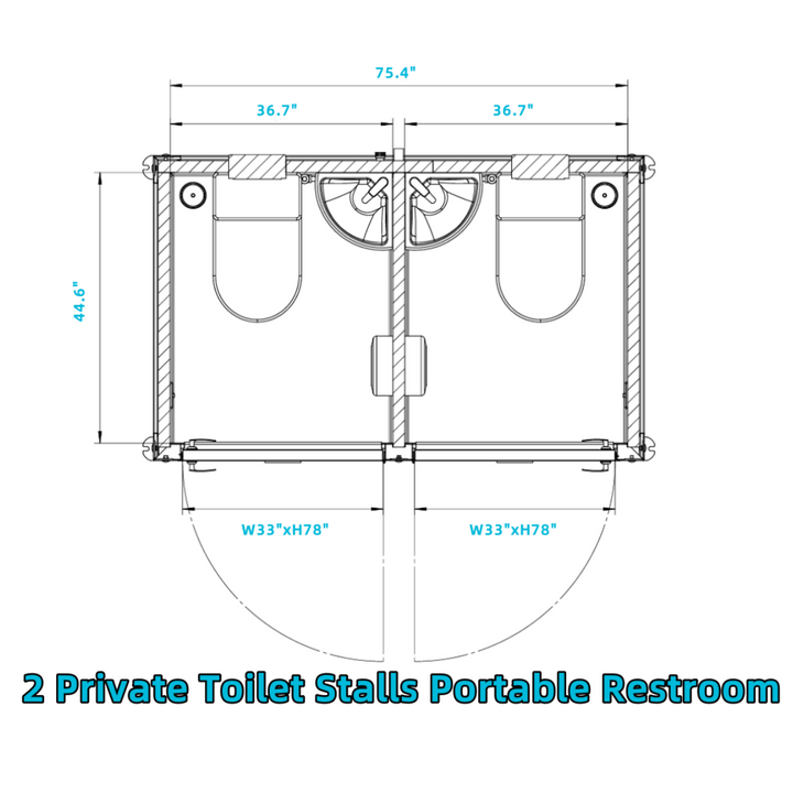 2 Private Toilet Stalls Portable Restroom