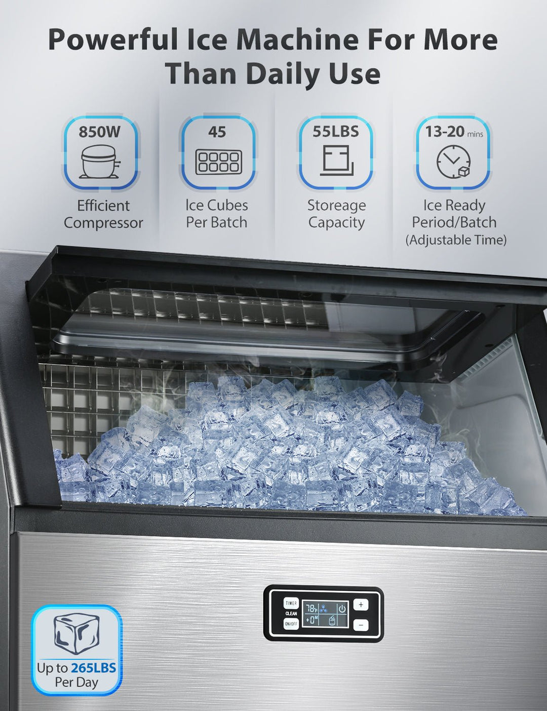 Commercial Ice Maker - Multiple Sizes 100LBS 200LBS 265LBS - Z5895