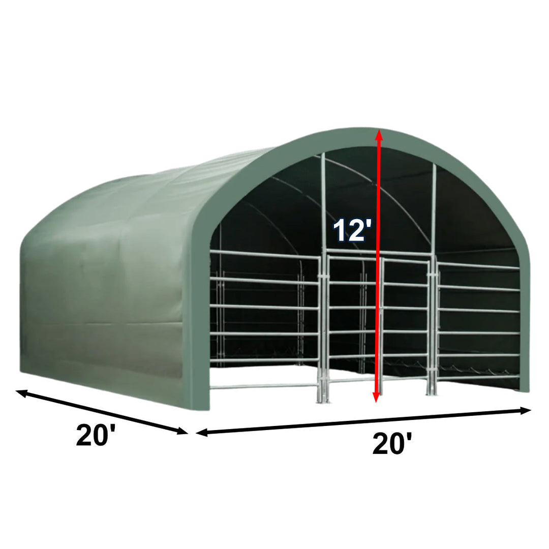 20FT x 20FT Livestock Corral Shelter with Front Door