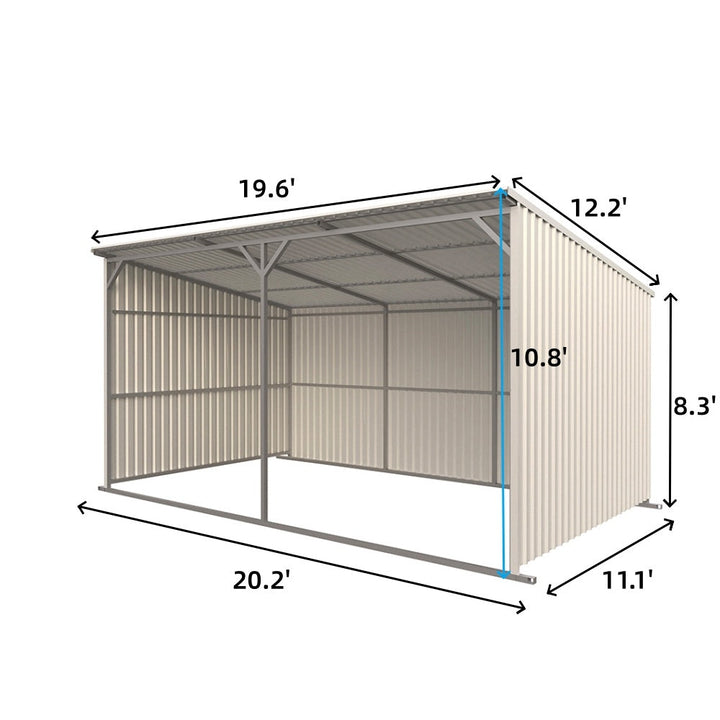 20FT x 12FT Metal Livestock Shed for Horses & Farm Animals