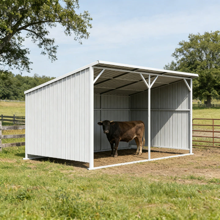 20FT x 12FT Metal Livestock Shed for Horses & Farm Animals