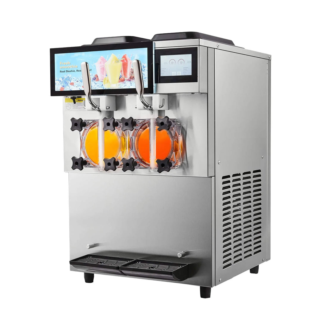 24L Commercial Double Cylinder Stainless Steel Slushy Machine with Touchscreen