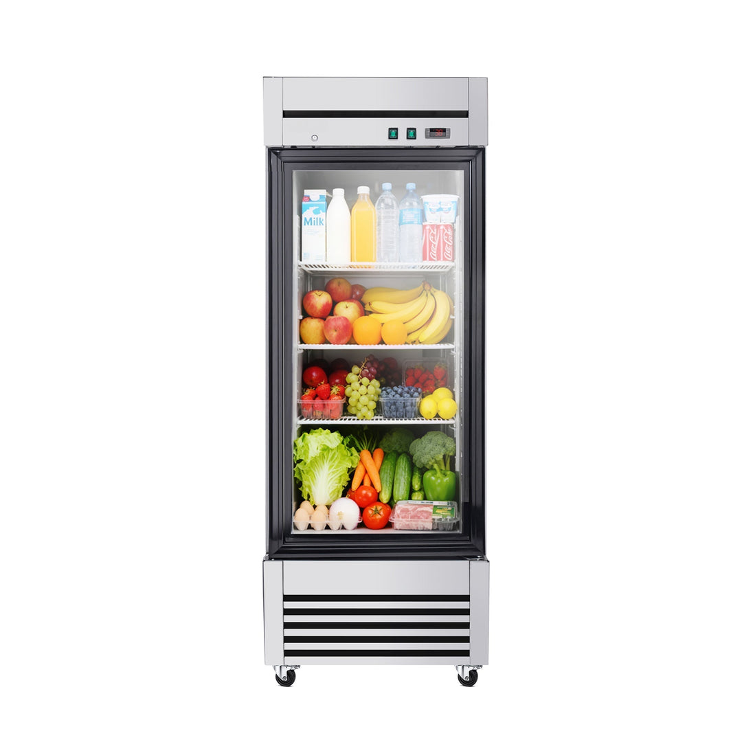 27-Inch Commercial Single Glass Door Reach-In Display Refrigerator