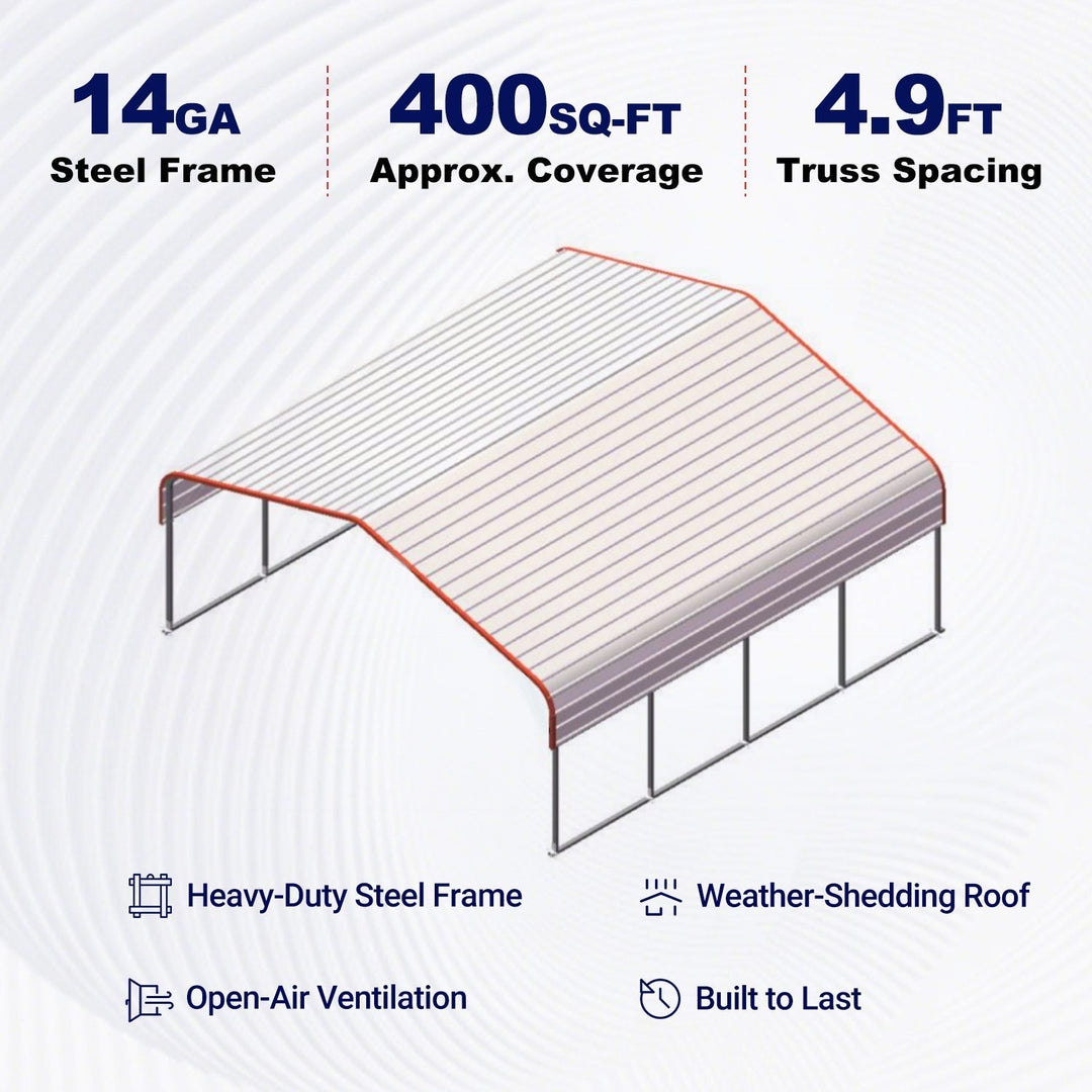 Classic Steel Carport 20FT x 20FT