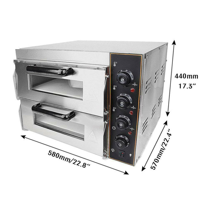 3KW Premium Electric Commercial Stainless Steel Double Deck Pizza Oven
