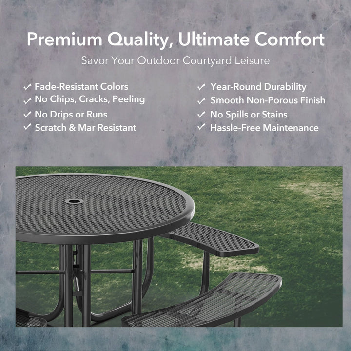 46" Round Picnic Table with Umbrella Hole