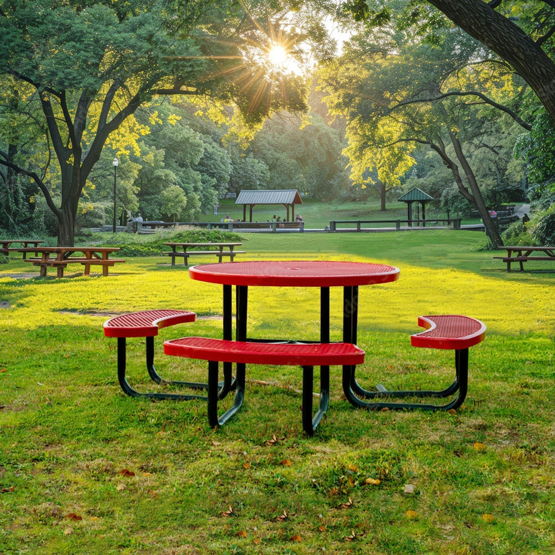 46" Round Picnic Table with Umbrella Hole