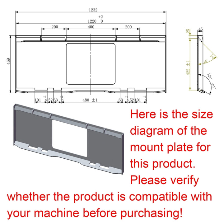83-Inch Heavy Duty Universal Skid Steer Snow Pusher Attachment