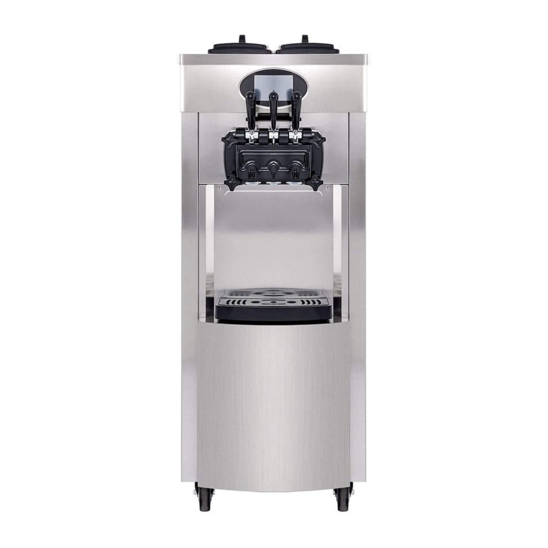 53" Freestanding 3-Flavors Commercial Soft Serve Yogurt Ice Cream Machine Maker With Auto Clean