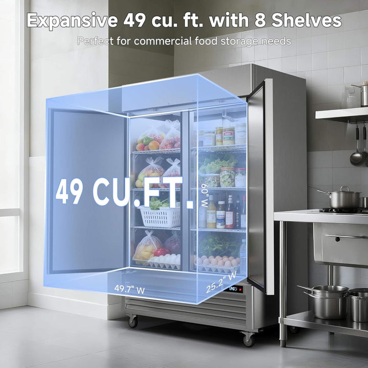 54-Inch Commercial 49 Cu.Ft 2-Door WiFi Refrigerator with Smart App Control