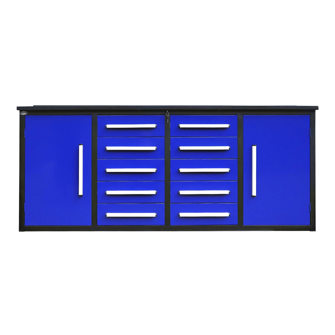 7ft Heavy Duty Workbench with 10 Drawers & 2 Cabinets