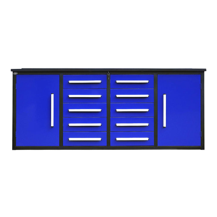 7ft Heavy Duty Workbench with 10 Drawers & 2 Cabinets