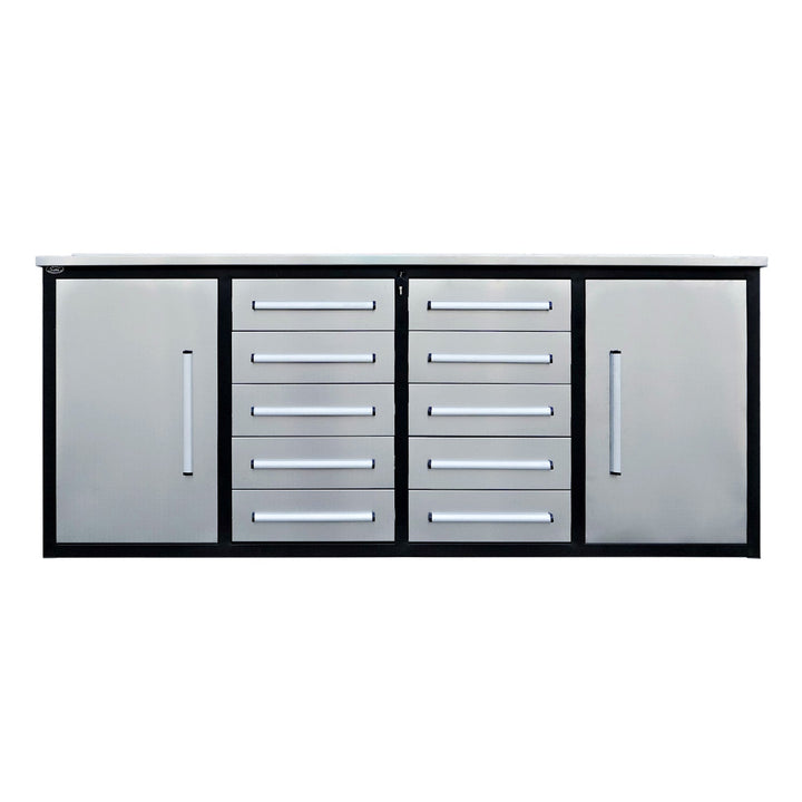 7ft Heavy Duty Workbench with 10 Drawers & 2 Cabinets
