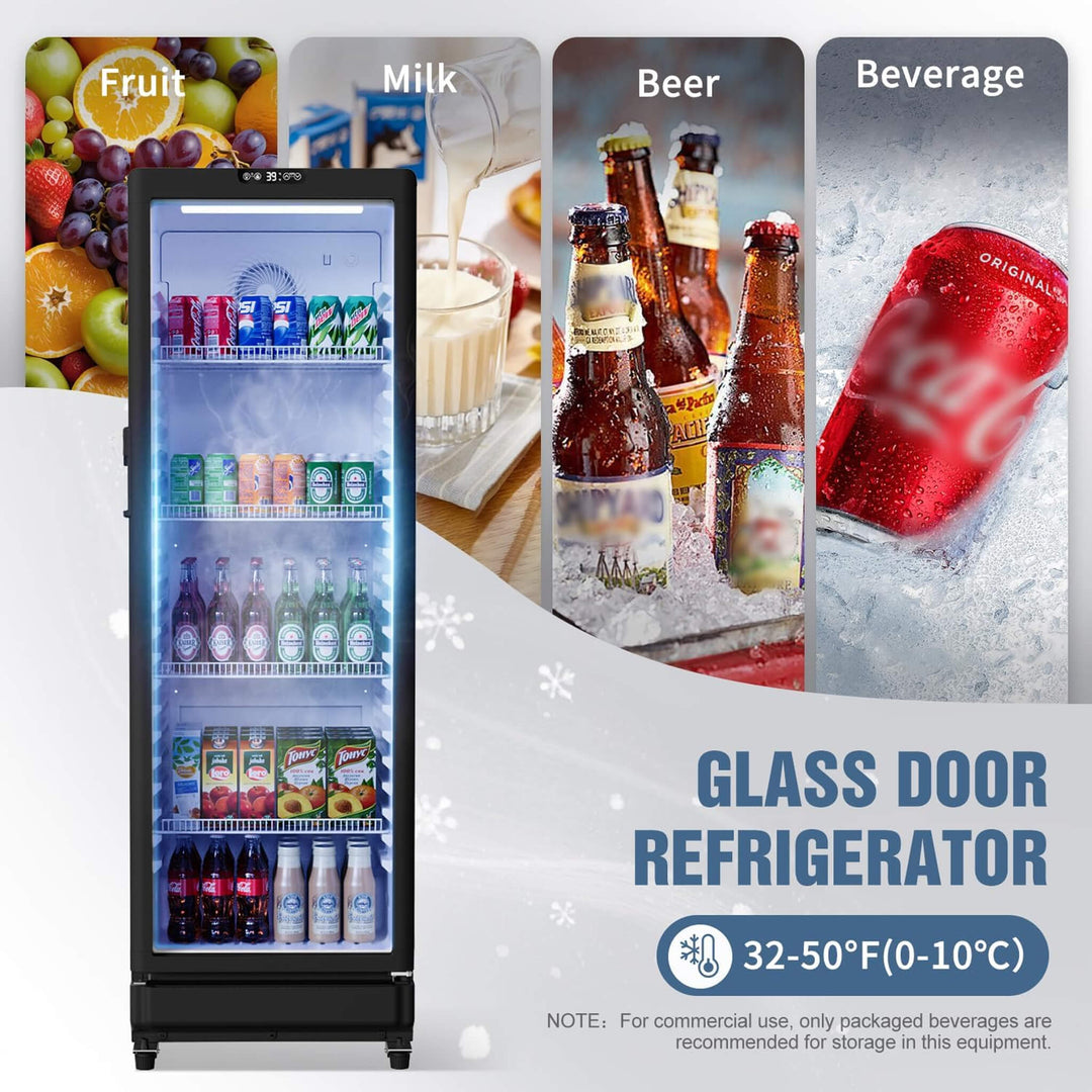8.5 Cu.Ft Commercial Single Glass Door Beverage Merchandiser Refrigerator