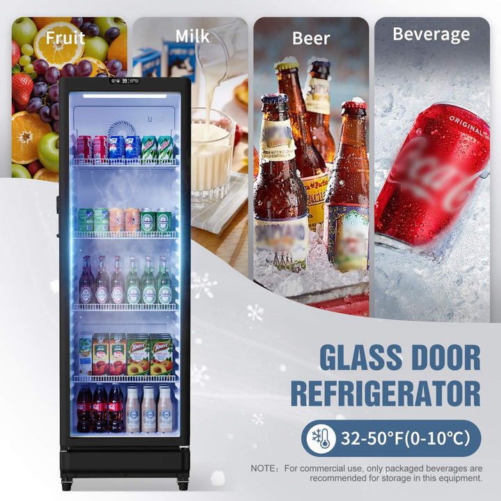 8.5 Cu.Ft Commercial Single Glass Door Beverage Merchandiser Refrigerator