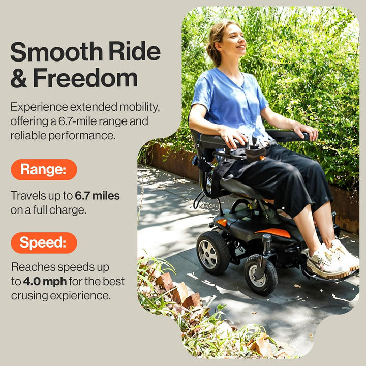 SuperHandy GoRide CRZ Powerchair - 300lb Capacity Rear-Wheel Drive 6.7 Mile Range Power Wheelchair