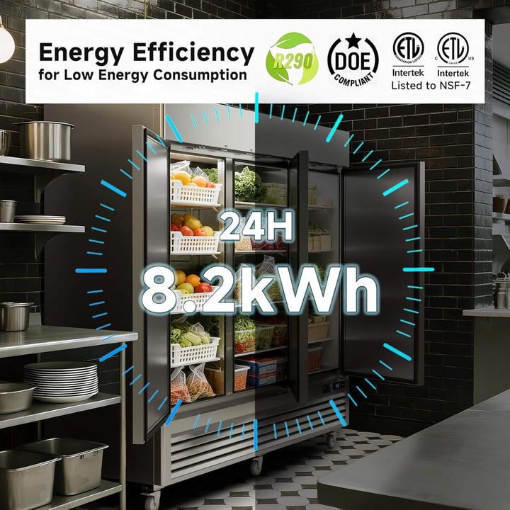 82-Inch Commercial 72 Cu.Ft 3-Door WiFi Refrigerator with Smart App Control