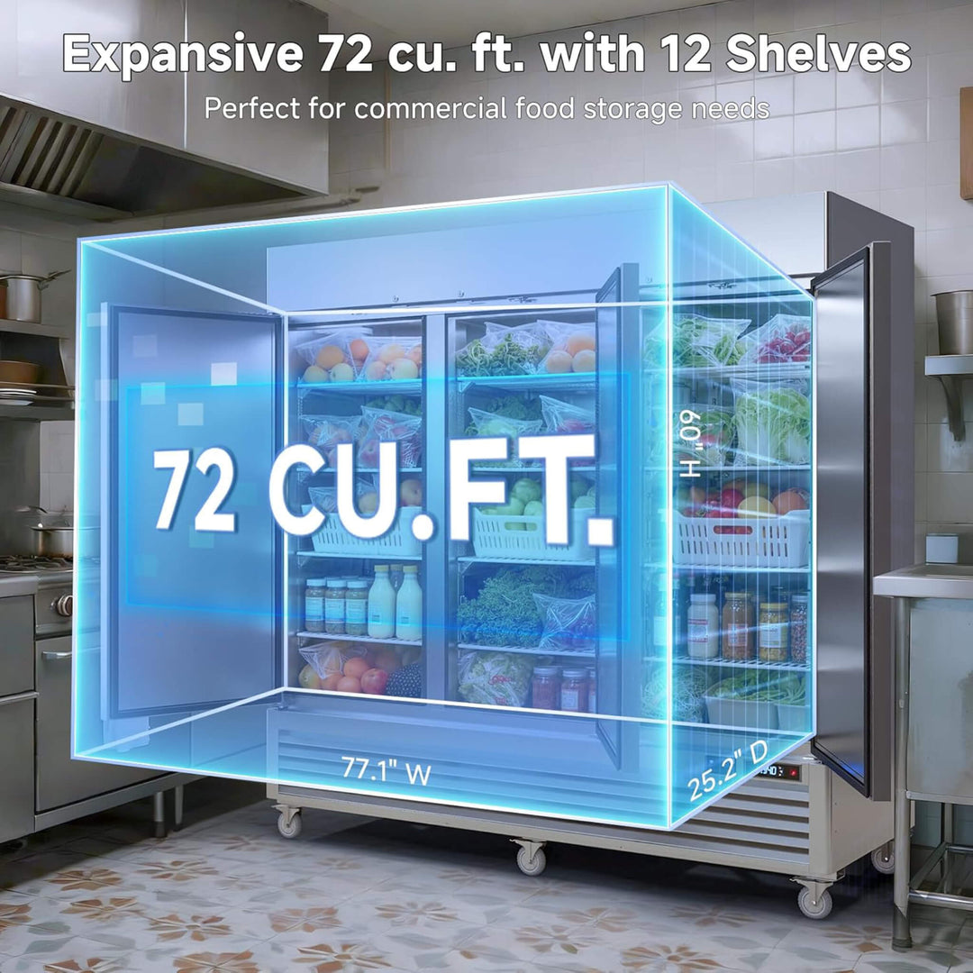 82-Inch Commercial 72 Cu.Ft 3-Door WiFi Refrigerator with Smart App Control