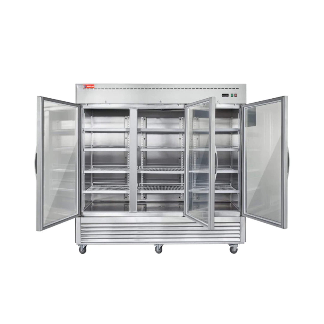 82" Commercial Stainless Steel Upright Display 3 Section Merchandiser Refrigerator