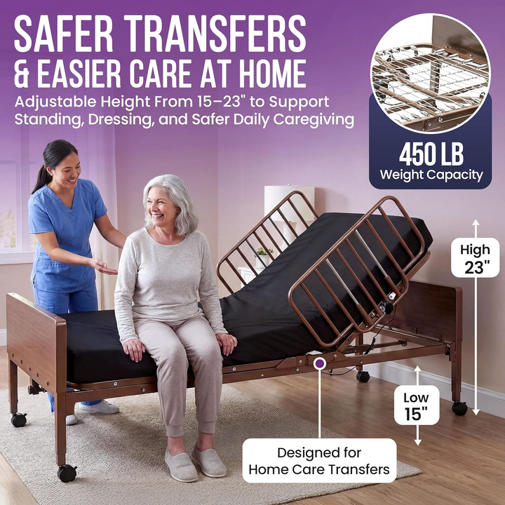 Full Electric Hospital Bed with Rail Options