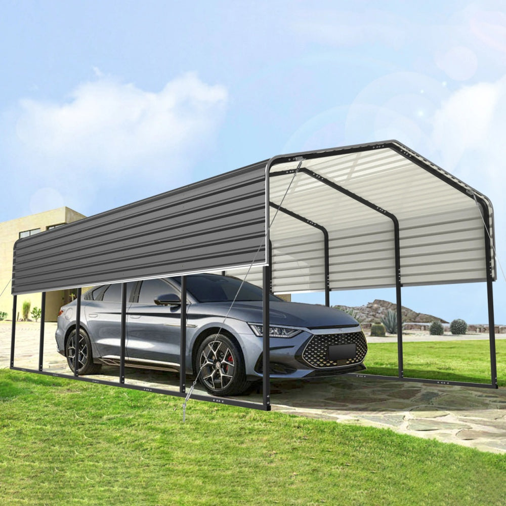 12FT x 25' Metal Carport with Corrugated Roof