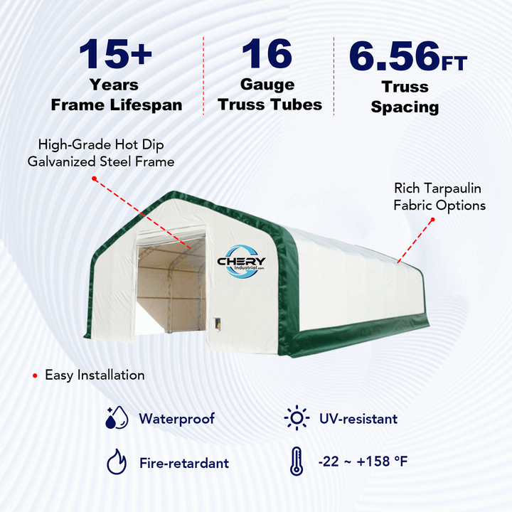 W 20FT x L 40FT x H 16FT Double Truss Storage Shelter