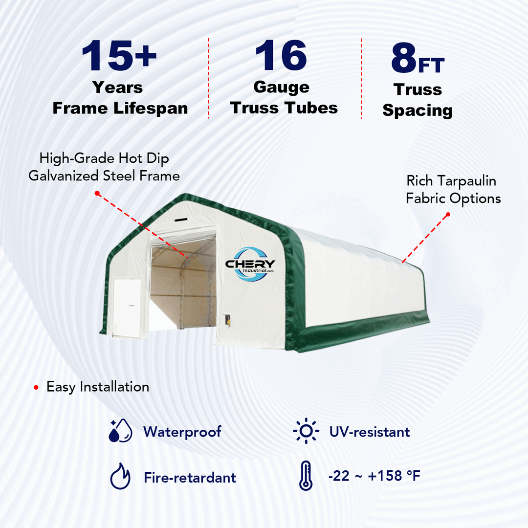 W 40FT x L 64FT x H 23FT Double Truss Storage Shelter