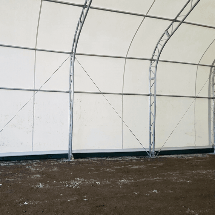 W 40FT x L 80FT x H 21FT Double Truss Storage Shelter, 8' Truss Spacing