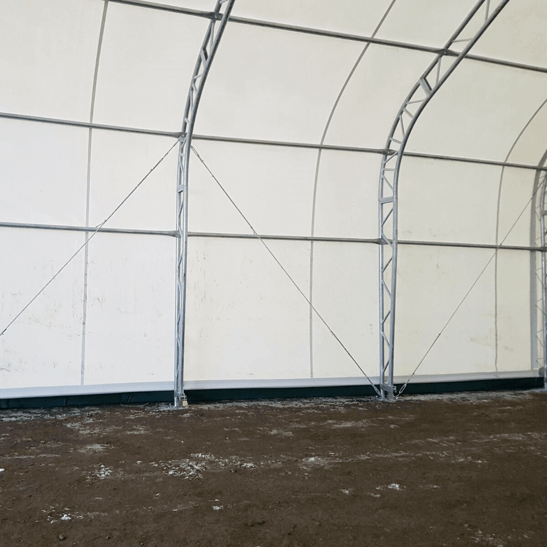 W 40FT x L 80FT x H 21FT Double Truss Storage Shelter, 10' Truss Spacing