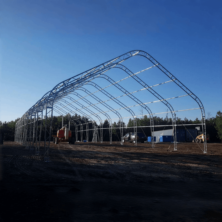 W 40FT x L 80FT x H 21FT Double Truss Storage Shelter, 10' Truss Spacing