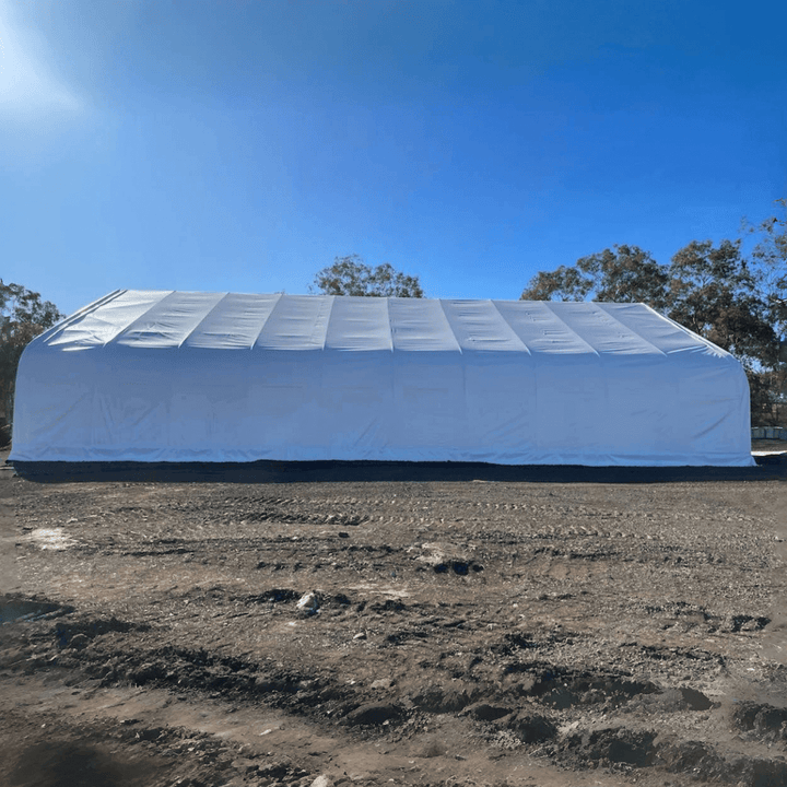 W 70FT x L 120FT x H 28FT Double Truss Storage Shelter
