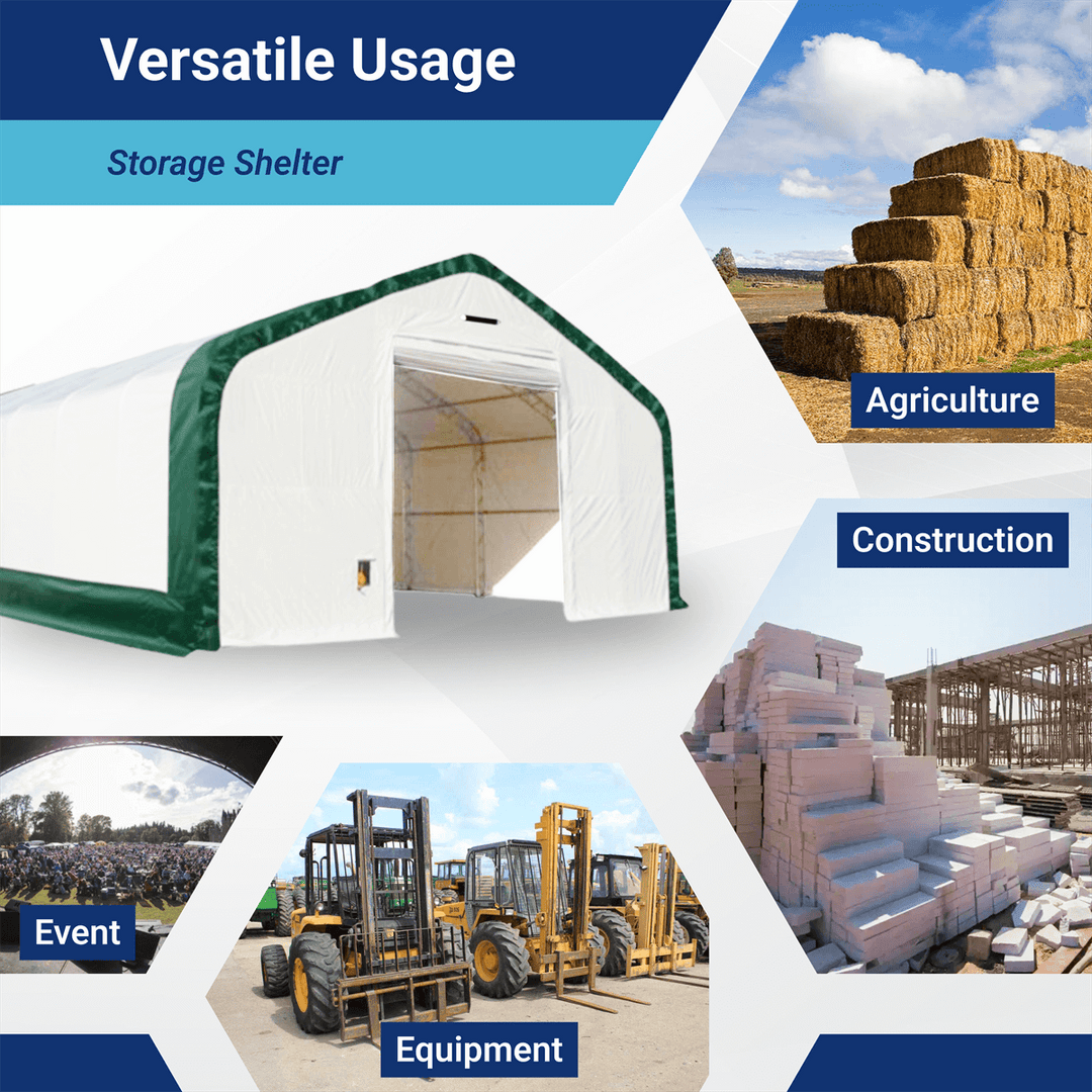 W 20FT x L 33FT x H 16FT Double Truss Storage Shelter