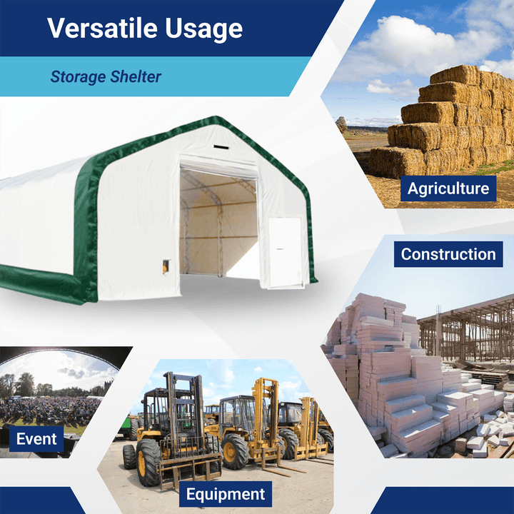 W 40FT x L 80FT x H 21FT Double Truss Storage Shelter, 10' Truss Spacing