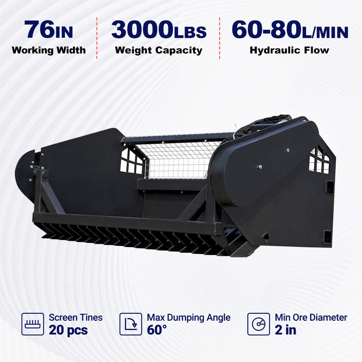 Greatbear 76" Skid Steer Screening Bucket