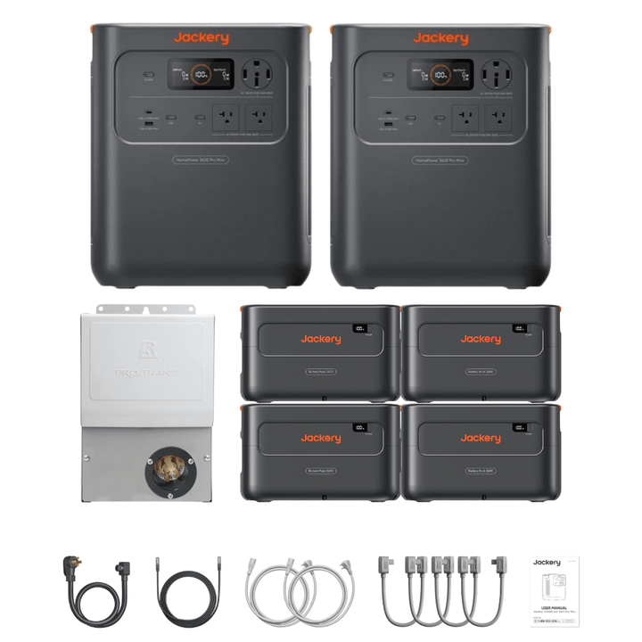 2 x Jackery HomePower 3600 Pro Max + Extra Batteries + Manual Transfer Switch + Cables