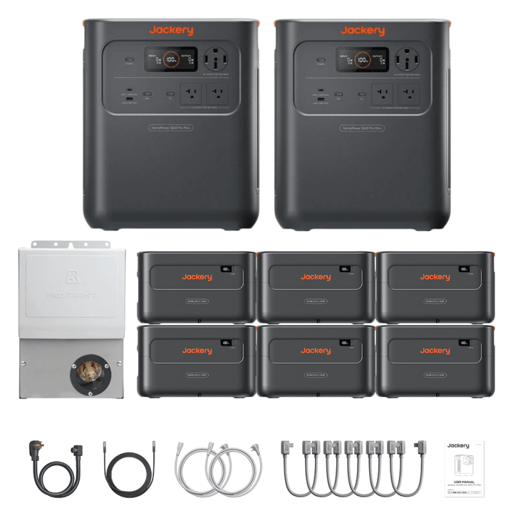 2 x Jackery HomePower 3600 Pro Max + Extra Batteries + Manual Transfer Switch + Cables