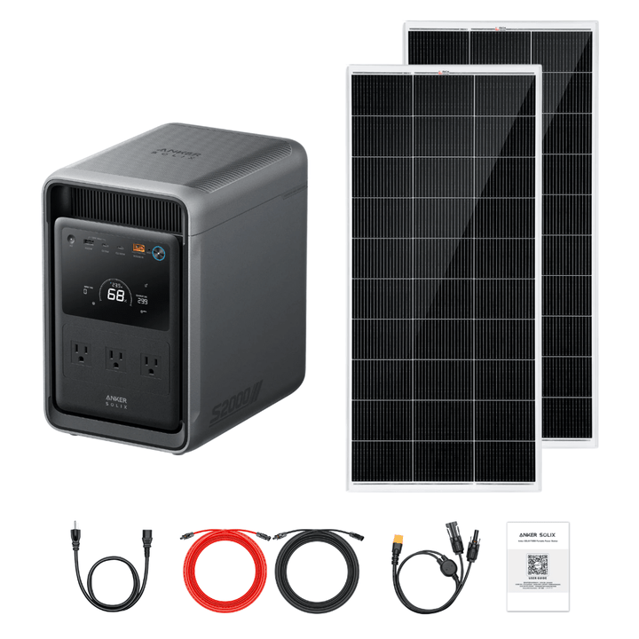 Anker SOLIX S2000 Portable Power Station + Custom Solar Panel Bundle Option