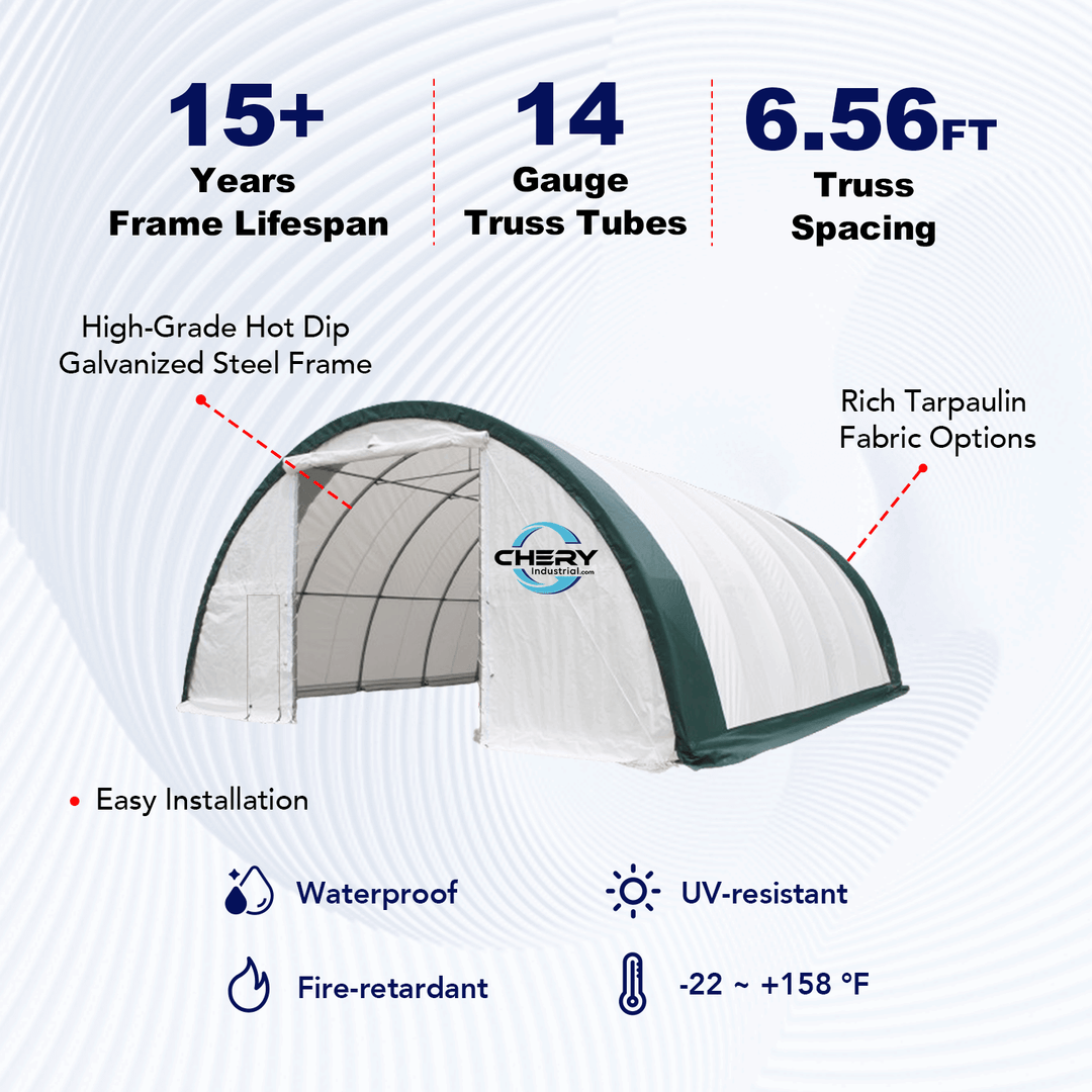 W 30FT x L 40FT x H 15FT Single Truss Arch Storage Shelter