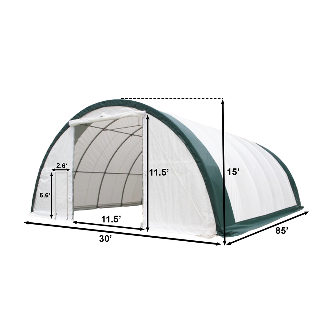 W 30FT x L 85FT x H 15FT Single Truss Arch Storage Shelter