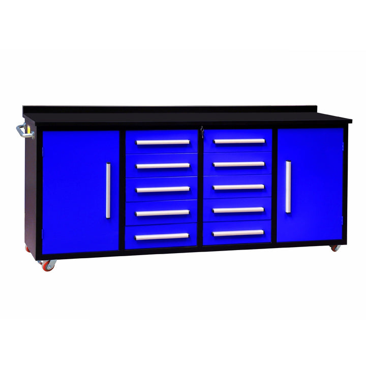 7ft Heavy Duty Workbench with 10 Drawers & 2 Cabinets