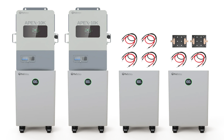 BigBattery NEXUS 51.2V 15kWH LiFePO4 Battery + APEX 10K Off-Grid Inverter