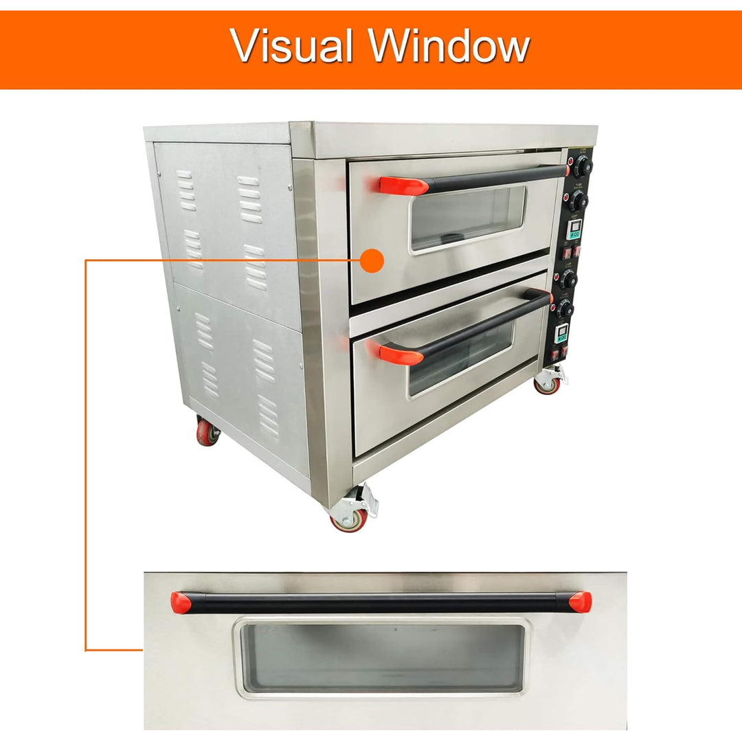 6400W Commercial Electric Double Deck Convection Baking Pizza Oven