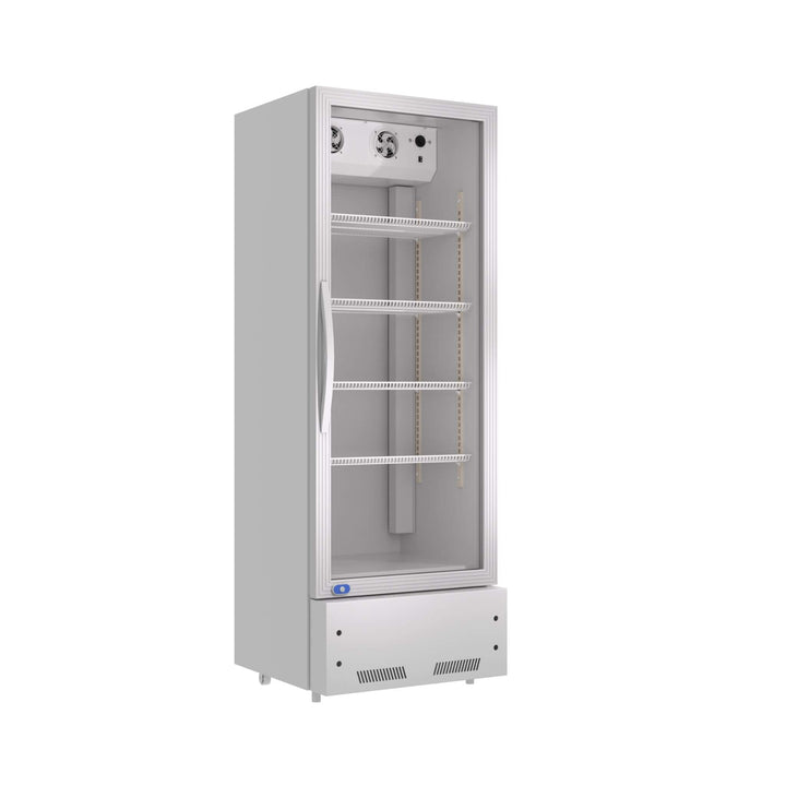 Commercial Single Glass Door Upright Beverage Cooler Refrigerator with LED Lighting