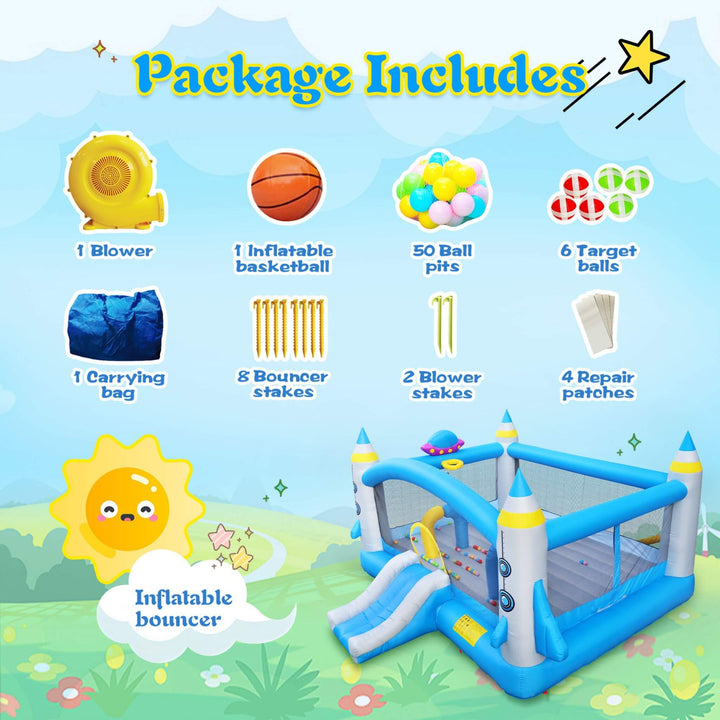 Extra-Large Multifunctional Jump'N Slide Inflatable Bouncer with Blower
